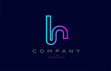 pink blue H alphabet letter logo icon. Creative template for a company or business with line design