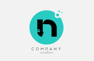 N green circle alphabet letter logo icon design. Creative template for company and business