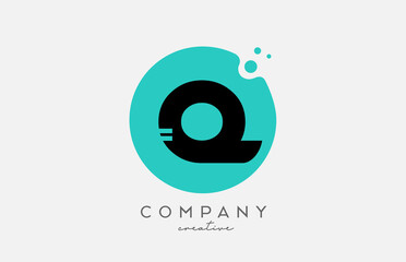Q green circle alphabet letter logo icon design. Creative template for company and business