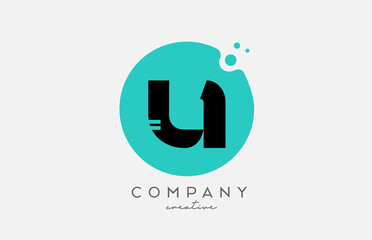 U green circle alphabet letter logo icon design. Creative template for company and business