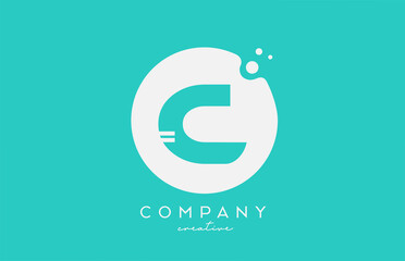 cyan C green circle alphabet letter logo icon design with dots. Creative template for business and company