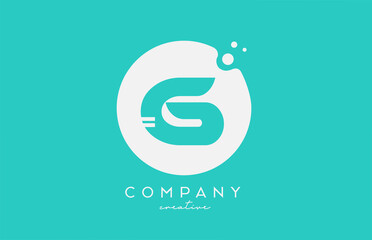 cyan G green circle alphabet letter logo icon design with dots. Creative template for business and company