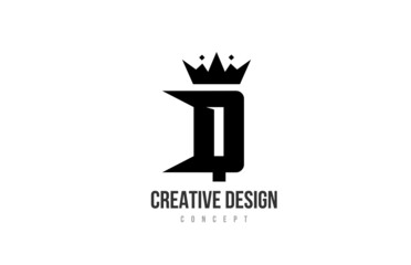 Q black and white alphabet letter logo icon design with king crown and spikes. Template for company and business