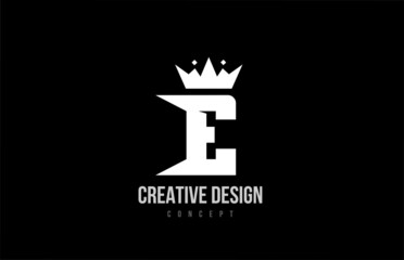 E alphabet letter logo icon design with king crown. Creative template for business and company