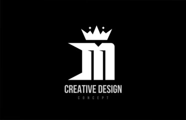 M alphabet letter logo icon design with king crown. Creative template for business and company