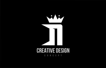 N alphabet letter logo icon design with king crown. Creative template for business and company