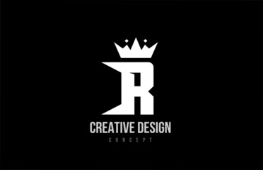 R alphabet letter logo icon design with king crown. Creative template for business and company