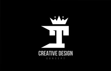 T alphabet letter logo icon design with king crown. Creative template for business and company