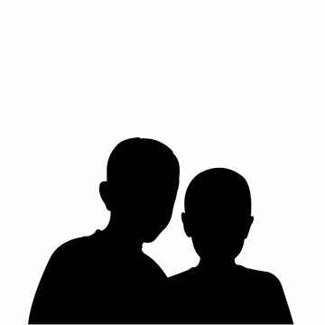 two children heads , silhouette vector
