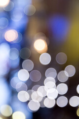 Blue White Gold Bokeh Lights on a Night Background