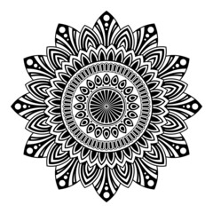 Mandala. Decorative round ornament. Isolated on white background. Arabic, Indian, ottoman motifs. Flower. Picture for coloring. For cards, invitations, t-shirts. Vector monochrome illustration.