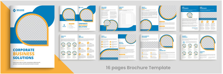 16 Pages brochure design template, Creative corporate business 16 Pages brochure

