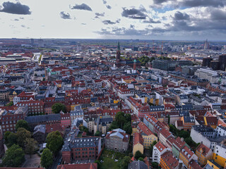 Obraz premium Beautiful aerial view of the delish city of Copenhagen the capital of Denmark, it's impressive historical architecture and skyscrapers