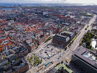 Obraz premium Beautiful aerial view of the delish city of Copenhagen the capital of Denmark, it's impressive historical architecture and skyscrapers