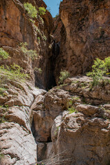 waterfall in the mountains in summer