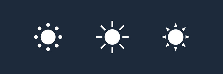 Day light mode icon. Pack of 3 vectors with sun.
