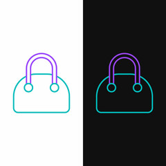 Line Handbag icon isolated on white and black background. Female handbag sign. Glamour casual baggage symbol. Colorful outline concept. Vector