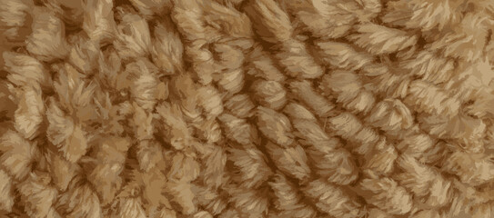 Realistic illustration short smooth beige llama fur texture in the form of a knitted product....