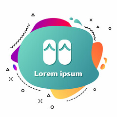 White Flip flops icon isolated on white background. Beach slippers sign. Abstract banner with liquid shapes. Vector