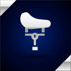 Silver Bicycle seat icon isolated on dark blue background. Bicycle saddle. Vector