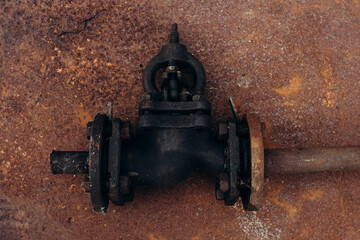 broken industrial water faucet