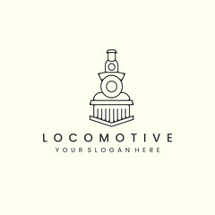 locomotive with line art style logo icon template design. train, transportation , railway, vector illustration © SD22
