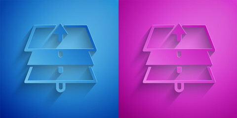 Paper cut Layers icon isolated on blue and purple background. Paper art style. Vector