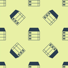 Fototapeta premium Blue Server, Data, Web Hosting icon isolated seamless pattern on yellow background. Vector