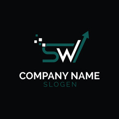 SW, WS, S, W abstract letters logo monogram