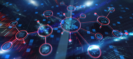 IOT concept. Internet of things. Smart city and communication network. Telecommunication