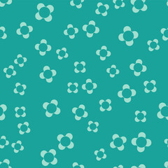 Green Molecule icon isolated seamless pattern on green background. Structure of molecules in chemistry, science teachers innovative educational poster. Vector