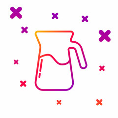 Color line Jug glass with water icon isolated on white background. Kettle for water. Glass decanter with drinking water. Gradient random dynamic shapes. Vector