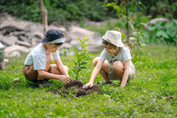 Children join as volunteers for reforestation, earth conservation activities to instill in children...