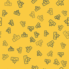 Obraz premium Blue line Iceberg icon isolated seamless pattern on yellow background. Vector