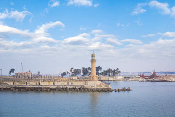 Fototapeta premium View of the Montaza Lighthouse of Alexandria in Alexandria, Egypt