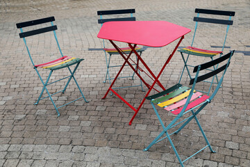 Table and chairs outside