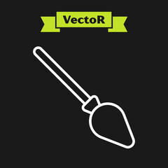 White line Handle broom icon isolated on black background. Cleaning service concept. Vector