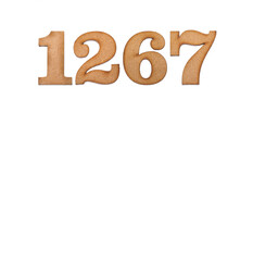Number 1267 - Piece of wood isolated on white background