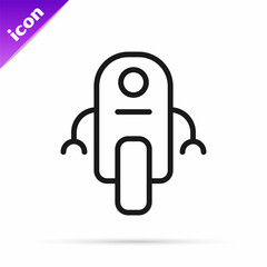 Black line Robot icon isolated on white background. Artificial intelligence, machine learning, cloud computing. Vector