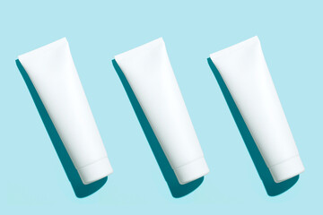 Tube For Cream or Toothpaste Mock Up Set on blue background