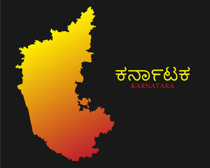 Karnataka map with its flag in isolated background (Map not to Scale) 