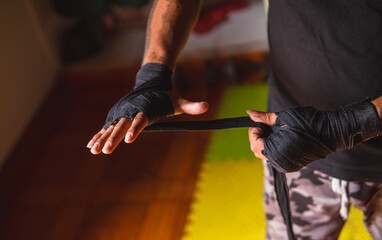 MAN PREPARING TO DO EXERCISES