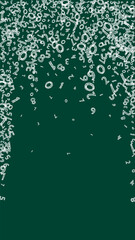 Falling childish chalk numbers. Math study concept with flying digits. Impressive back to school mathematics banner on blackboard background. Falling numbers vector illustration.