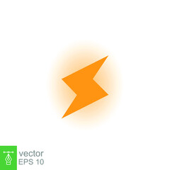 Lightning bolt thunder icon. Power energy battery concept. Glowing yellow on black background. Vector illustration isolated. EPS 10.