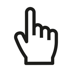 Hand icon in outline style on white background.