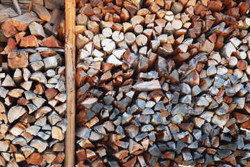 pile of stacked wood from the front