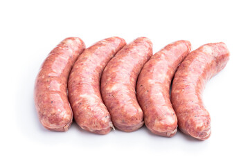 Set of pork sausages isolated on white background