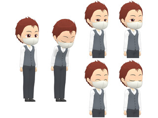 Fototapeta premium [Greeting] Man Vest short hair oblique angle