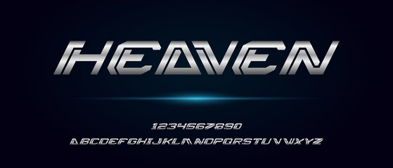 Sport digital modern futuristic alphabet with urban style template
