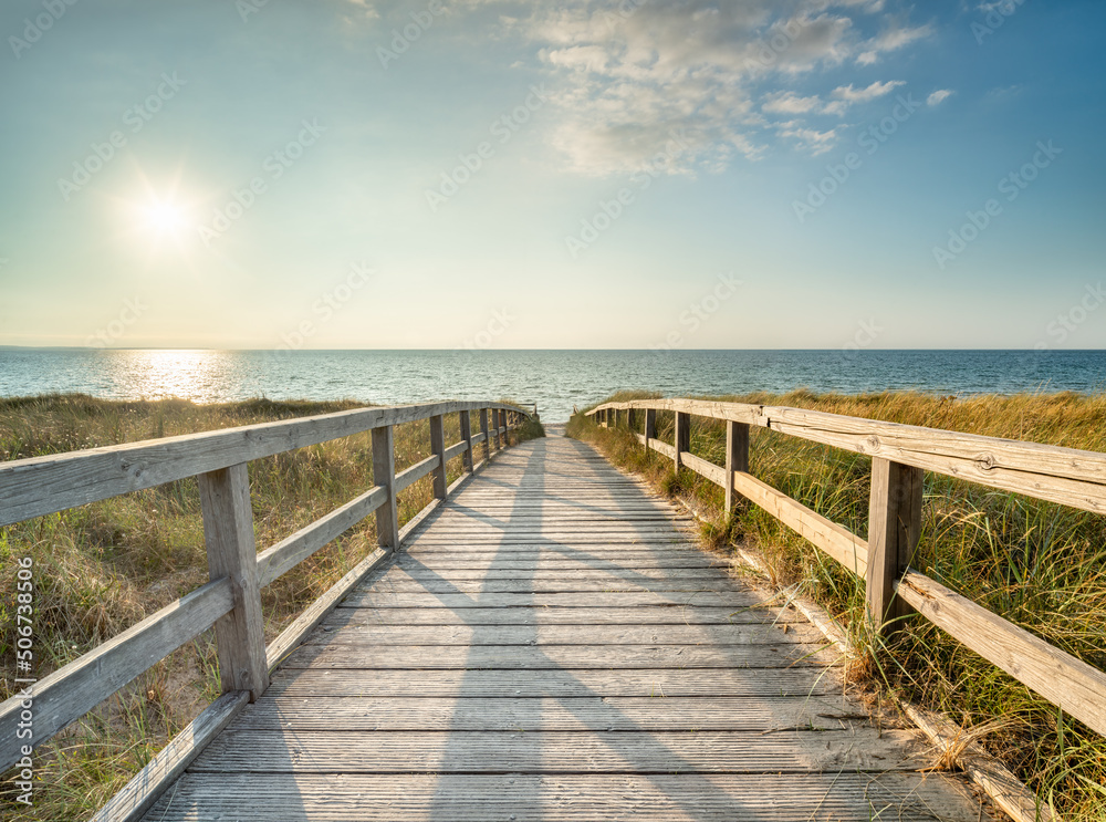 Wall mural wooden pathway to the beach